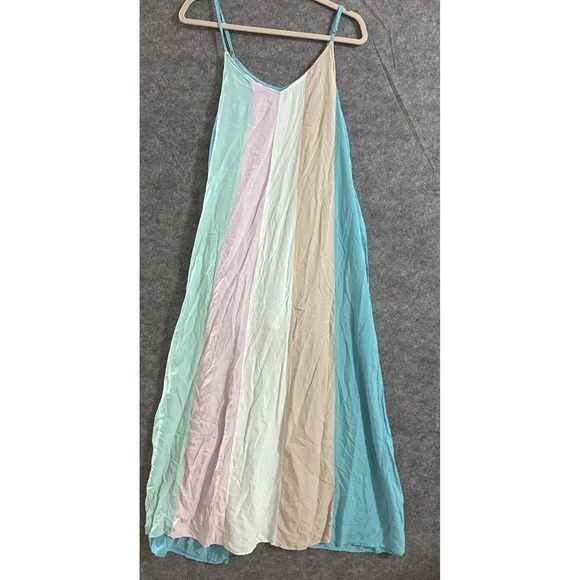 Main Strip Dresses & Skirts - Main Strip Gorgeous Watercolor Long Strap Summer Dress Sz L Beach Coastal
